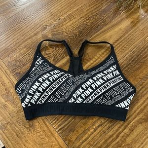 PINK sports bra black and white size large